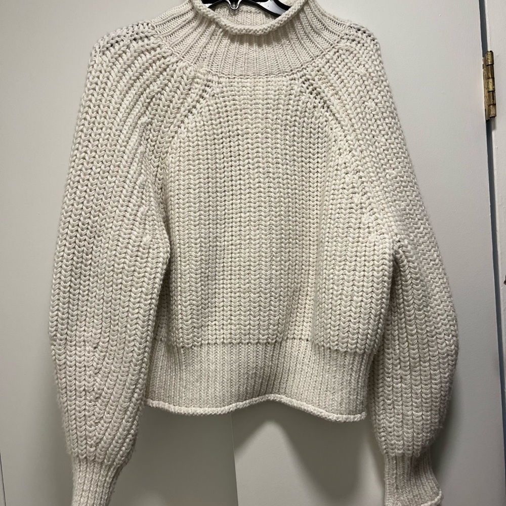 H&M white chunky mock neck sweater